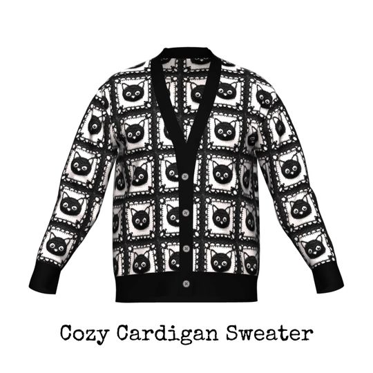Discover Black Cat Sweater Cat Cardigan Granny Square Knit Sweater