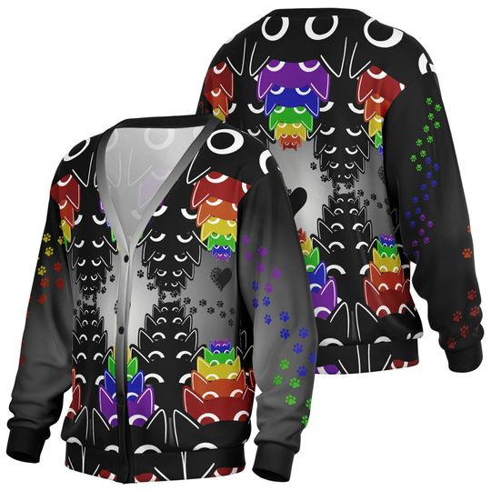 Discover Gothic Rainbow Cat Sweater – Unique All Over Print Cardigan