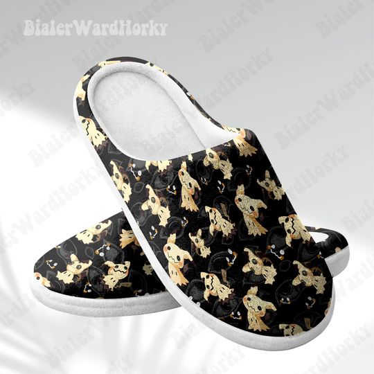 Mimikyu Slippers - Shadow Cat Anime House Shoes - Manga Indoor Footwear Gamers Slippers for Anime Lovers