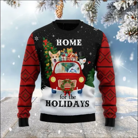 Discover Dog Home For The Holidays Ugly Christmas Sweater