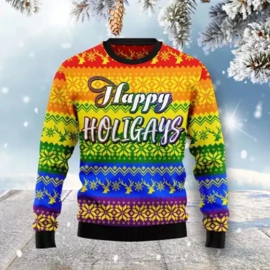 Discover LGBT Gay Pride Happy Holigays Ugly Christmas Sweater