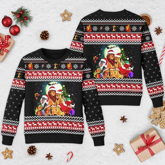 Discover Lion King Christmas Ugly Sweater, Lion King Xmas Sweatshirt, Disney Ugly Sweater, Disney Lion Christmas Gift For Men Women Kid