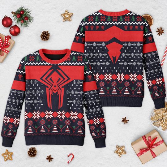 Discover 2099 Spider Hero Ugly Christmas Sweater, Spiderman Xmas Sweatshirt, Marvel Christmas Gift For Men Women Kid, Spider Icon Christmas Shirt