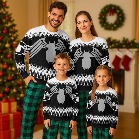 Venom Christmas Ugly Sweater, Venom Spider-Man Christmas Sweatshirt, Superhero Xmas Sweater, Marvel Christmas Gift For Men Women Kid