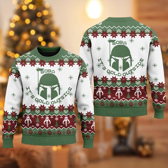 Star Wars Boba Fett Boba Its Cold Outside Christmas Ugly Sweater, Star Wars Christmas Sweatshirt, Star Wars Xmas Shirt, Cartoon Movie Shirt