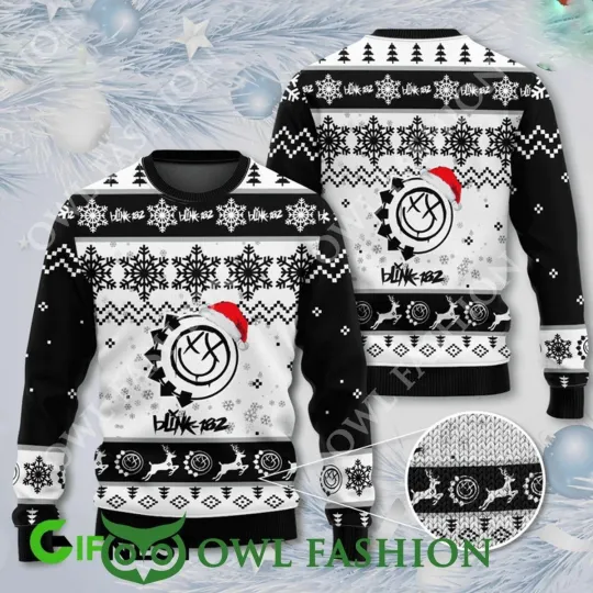 B182 Ugly Sweater Jumper Rock Band Holiday Xmas