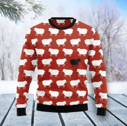 Discover Sheep Black And White Ugly Christmas Sweater