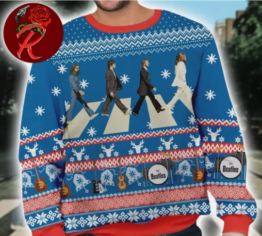 The Beatles Abbey Road Xmas Ugly Christmas Sweater, Holiday Sweatshirt
