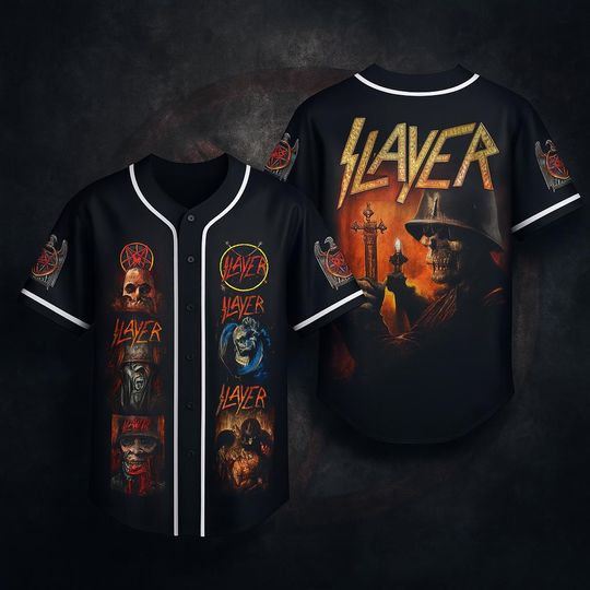 Discover Slayer Skull Art 3D Baseball Jersey for Rock Fans