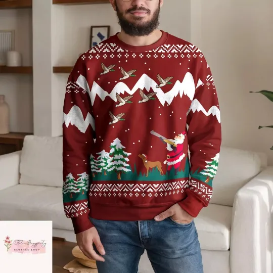 Discover Duck Hunting Ugly Christmas Sweater Santa Hunting Xmas Sweater 3d GLC054266