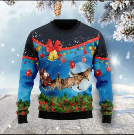 Discover German Shepherd Sleigh Ugly Christmas Sweater