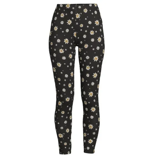 No Boundaries Juniors Ankle Leggings Daisy Black