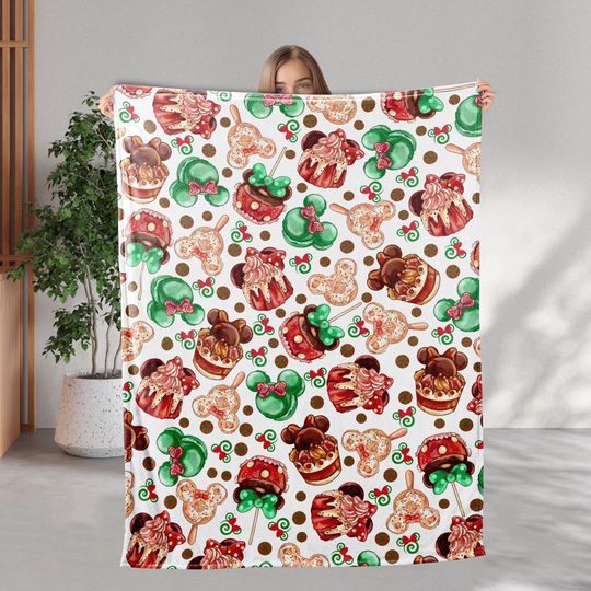 Discover Disney Mickey Snacks Christmas Themed Blanket, Mickey Minniee Christmas Blanket, Holiday Blanket, Soft Disney Blanket, Mickey Lovers Blanket