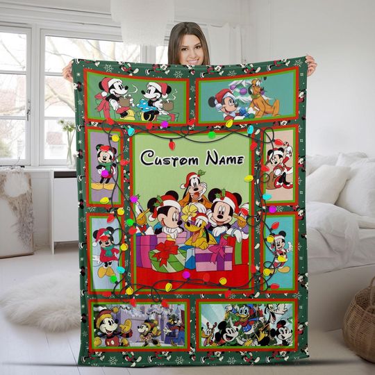 Discover Personalized Mickey And Friends Santa Claus Disney Christmas Blanket, Mickey's Very Merry Christmas Party Home Decor Christmas