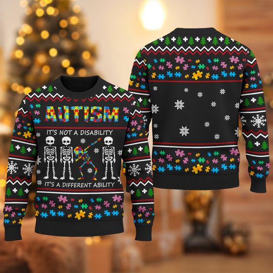 Discover Its A Different Ability Ugly Sweater, Autism Awareness Ugly Christmas Sweater, Autism Xmas Sweatshirt, Christmas Gift For Men Women