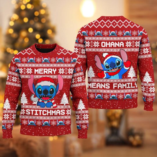 Discover Merry Stitchmas Ugly Christmas Sweater, Disney Stitch Ugly Sweater, Stitch Xmas Sweatshirt, Stitch Christmas Gift For Men Women Kid
