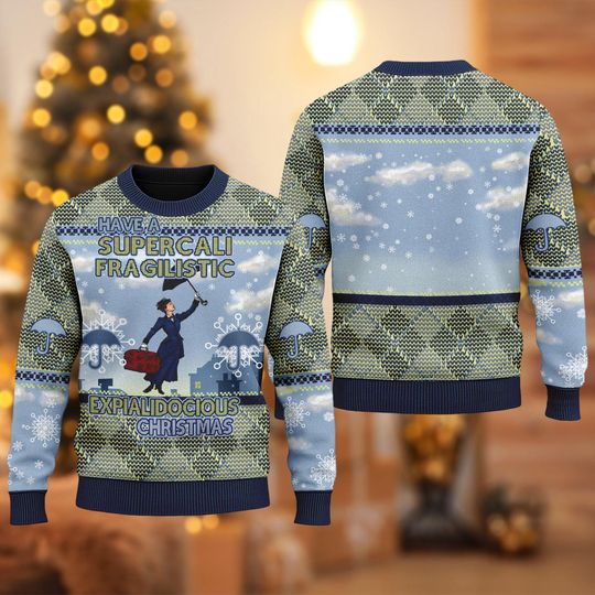 Discover Mary Poppins Christmas Ugly Sweater, Disney Mary Poppins Comedy Xmas Sweatshirt, Musical Movie Christmas Gift For Men Women Kid