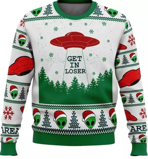 Discover Get In Loser Quotes Alien Santa Alien Ugly Christmas Sweater
