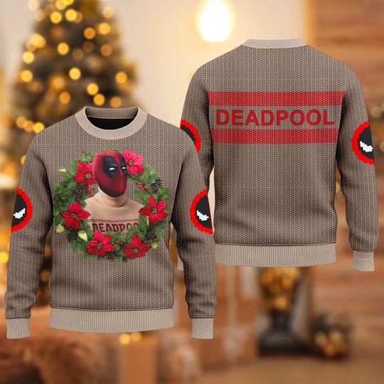Deadpool Christmas Ugly Sweater, Superhero Ugly Christmas Sweater, Merry Christmas Holiday Sweatshirt, Team Superhero Xmas Party Shirt