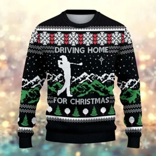 Discover Funny Golf Driving Home Ugly Christmas Sweater
