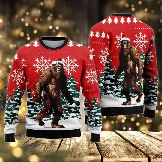 Discover Funny Vintage Bigfoot Sasquatch Ugly Christmas Sweater