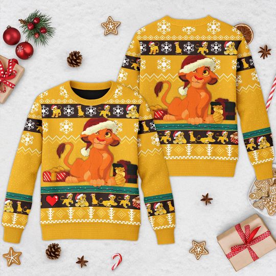 Discover Lion King Christmas Ugly Sweater, Simba Lion King Santa Hat Xmas Sweatshirt, Disney Christmas Gift For Men Women Kid, Lion King Shirt