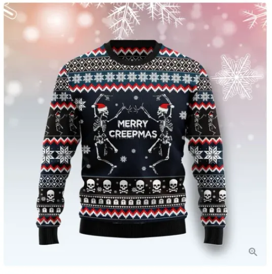 Discover Skeleton Merry Creepmas Ugly Christmas Sweater