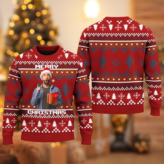 Discover Personalized Photo Ugly Christmas  Sweater, Custom Photo Family Christmas Ugly Sweatshirt, Picture Christmas Gift For Men Women Kid