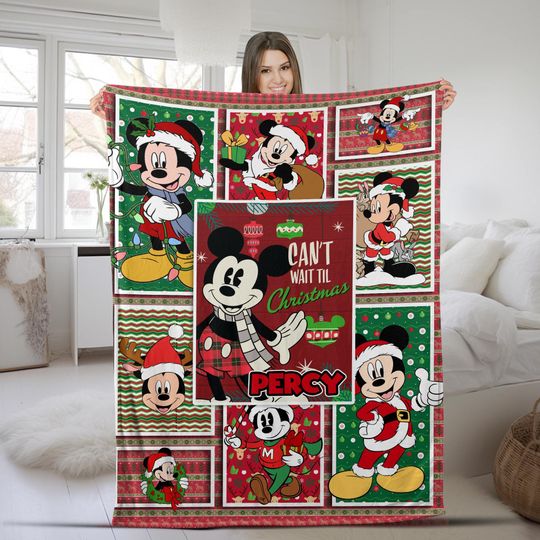 Discover Mickey Mouse Blanket, Mickey Mouse Fleece Blanket, Disneyland Mickey Santa Claus Christmas Couch Sofa Blanket, Christmas Gift