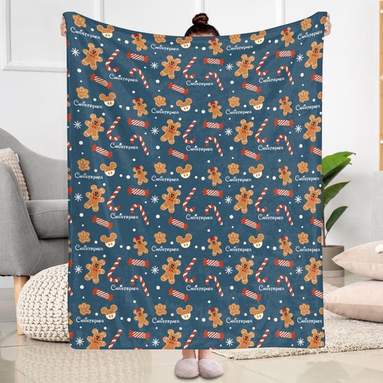 Discover Personalized Christmas Disney Fleece Blanket, Custom Name Mickey Mouse Blanket, Christmas Gift For Grandkids