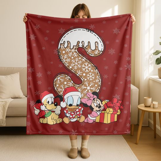 Discover Gingerbread Cookies Christmas Blanket,Custom Disney Christmas, Disney Baby Characters Blanket, Personalised Cookie Christmas Woven Blanket