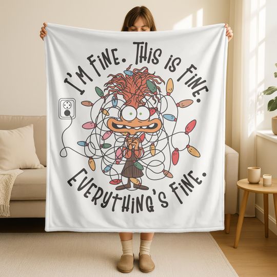 Discover Disney Anxiety Christmas Blanket,l'm Fine. This ls Fine. Everything Is Fine Shirt, Anxiety Christmas Blanket, Inside Out Christmas Blanket