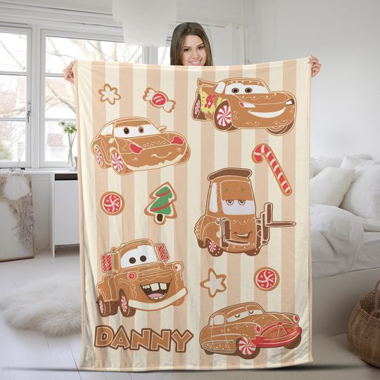 Discover McQueen Mater Sally Doc Hudson Car Gingerbread Disney Christmas Blanket, Mickey's Very Merry Christmas Party Blanket