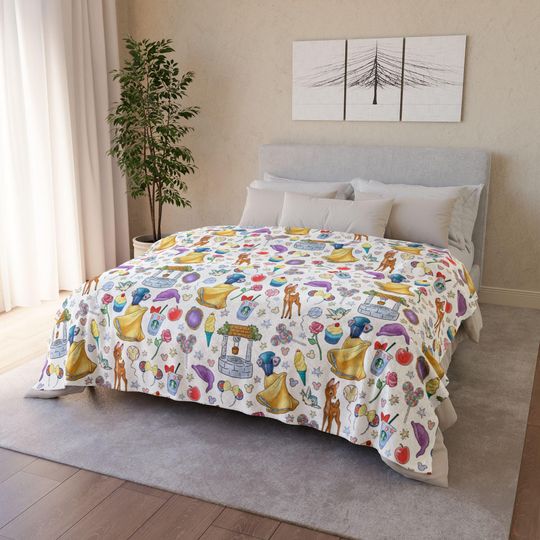 Discover Disney Snow White and Parks Inspired Throw blanket, Fleece Bed Cover, Cozy Bedspread, Children's Bedroom Decor, Warm, baby gift