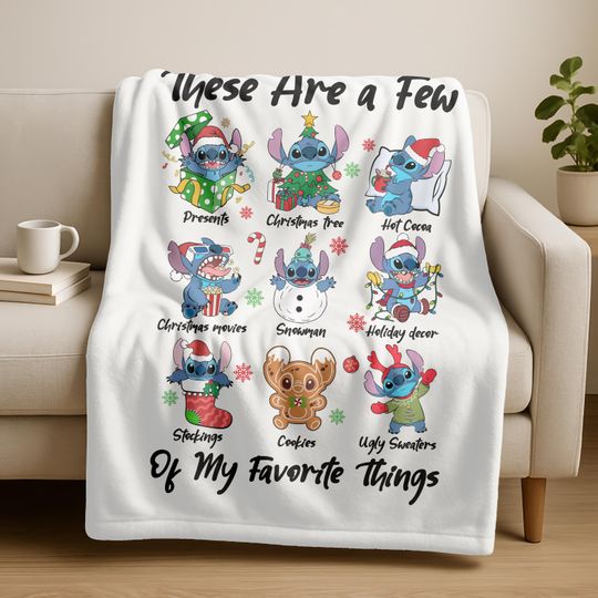 Discover Disney Stitch Christmas Blanket, These Are a Few of My Favorite Things Christmas Fleece Blanket, Disney Christmas Stitch Woven Blanket