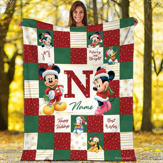 Discover Mickey And Friends Christmas Blanket, Mickey Minniee Mouse Christmas Fleece Blanket, Disneyland Christmas Throw Blankets For Bed Couch Sofa