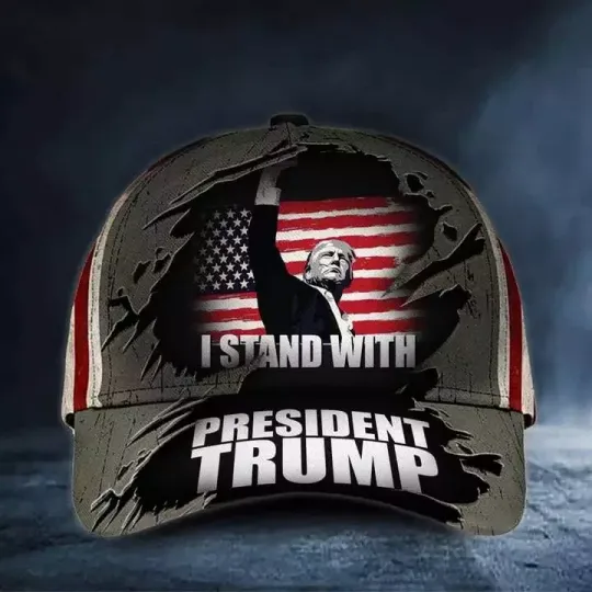 Discover Trump Fist Pump I Stand With President Trump USA Flag Class Baseball Cap