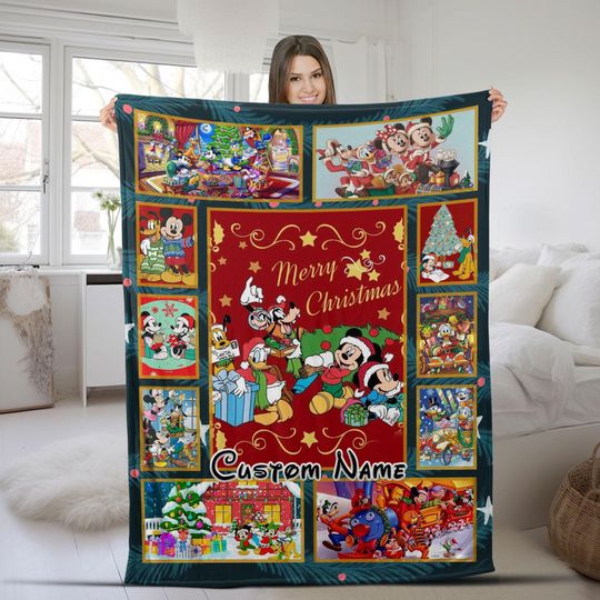 Discover Personalized Mickey Friends Santa Disney Christmas Blanket/Mickeys Very Merry Christmas Party Home Decor/Family Christmas Tree Gifts