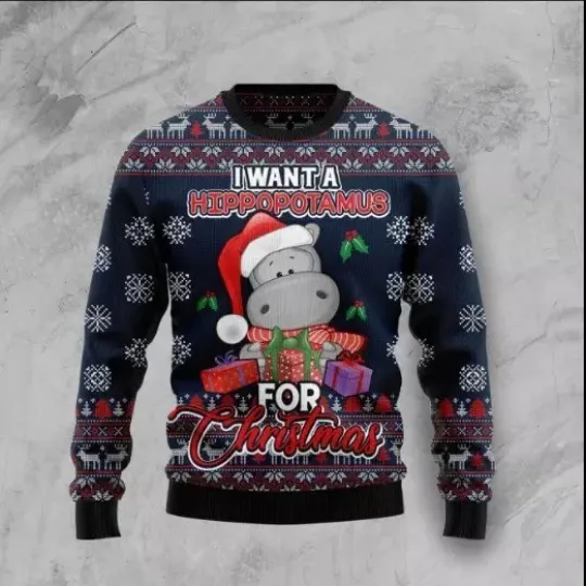 Discover I Want A Hippopotamus Ugly Christmas Sweater