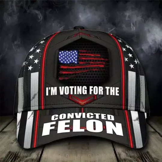 Discover Trump Lovers I'm Voting For The Convicted Felon USA Flag Classic Baseball Cap