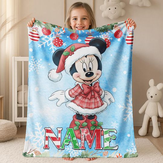 Discover Minniee Christmas Blanket, Christmas Gift, Customizable Blanket, Disney Christmas Blanket, Mickey Christmas Home Decor, Sherpa Blanket