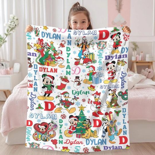 Discover Personalized Mickey And Friends Christmas Blanket Mickey's Very Merry Christmas Party Home Decor Disneyland Blanket Christmas Gifts