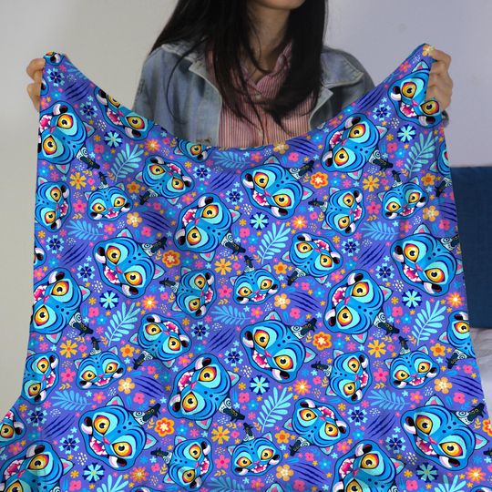 Derpy Tiger Fleece Blanket, Cozy Cotton Throw, Anime & Tiger Design, Kpop Huntrix, Demon Hunter Gift