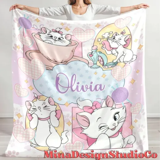 Discover Disney The Aristocats Marie Cat Lovers Christmas Customize Fleece Blanket
