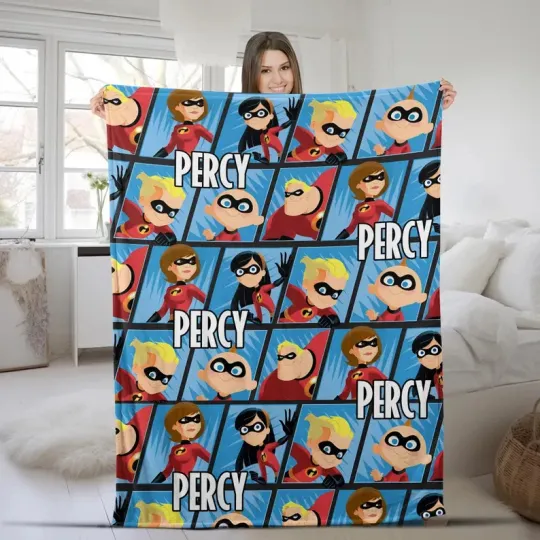 Discover Disney Incredibles 2 Mr Incredible, Elastigirl & Family Customize Fleece Blanket
