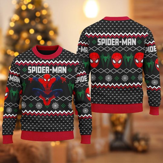 Discover Spider-Man Christmas Ugly Sweater, Xmas Sweatshirt, Spiderman Christmas Shirt, Superhero Christmas Gift for Men Women, Marvel Ugly Sweater