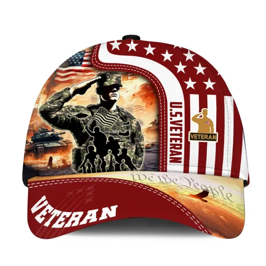 Men's Veteran Baseball Caps, Patriotic Military Hats, Vets Gift
