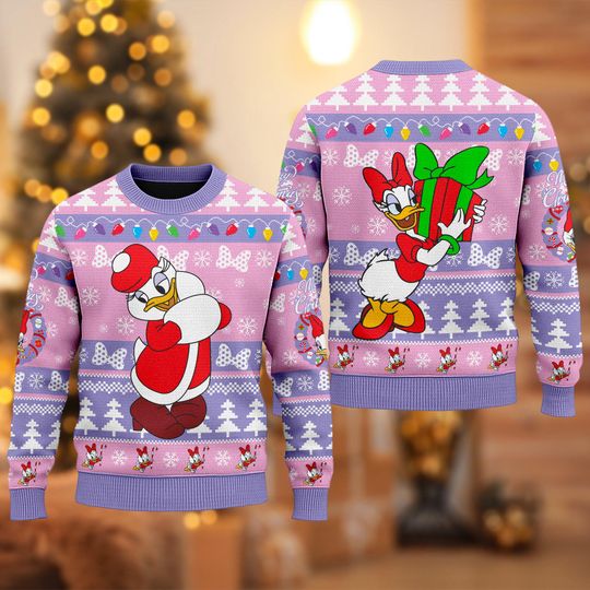 Discover Daisy Duck Ugly Christmas Sweater, Disney Mickey Mouse Movie Xmas Sweatshirt, Daisy Duck Character Christmas Gift For Men Women Kid