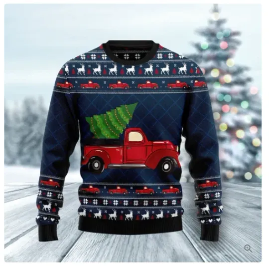 Discover Vintage Red Truck Ugly Christmas Sweater