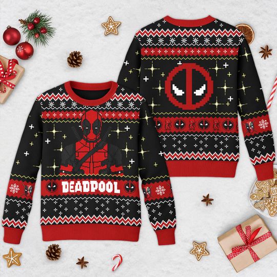 Discover Deadpool Superhero Ugly Christmas Sweater, Deadpool Movie Xmas Sweatshirt, Deadpool Superhero Christmas Gift For Men Women Kid